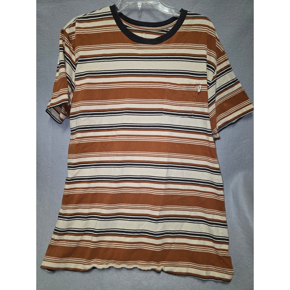 Katin Mens XL Striped Pocket T-Shirt Short Sleeve Cotton Rust Cream Navy Blue